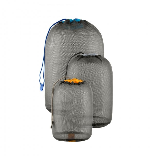 Sea To Summit Mesh Stuff Sack - Sets   [1] 3L Orange, [1] 5L Blue, [1] 8L Grey
