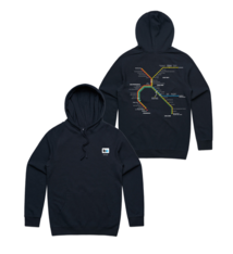 BART System Map Pullover Hoodie 2XL