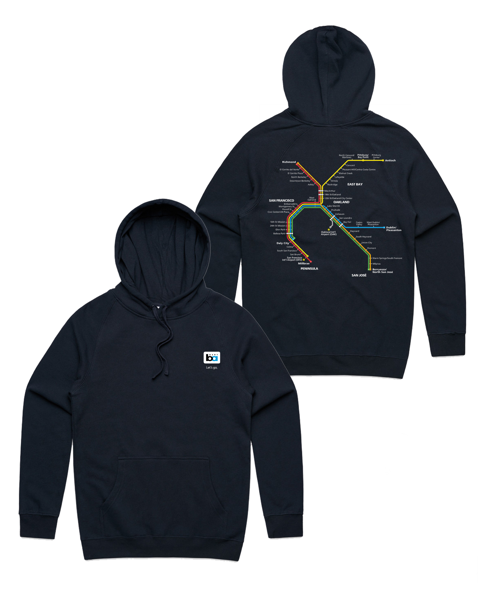 BART System Map Pullover Hoodie 2XL