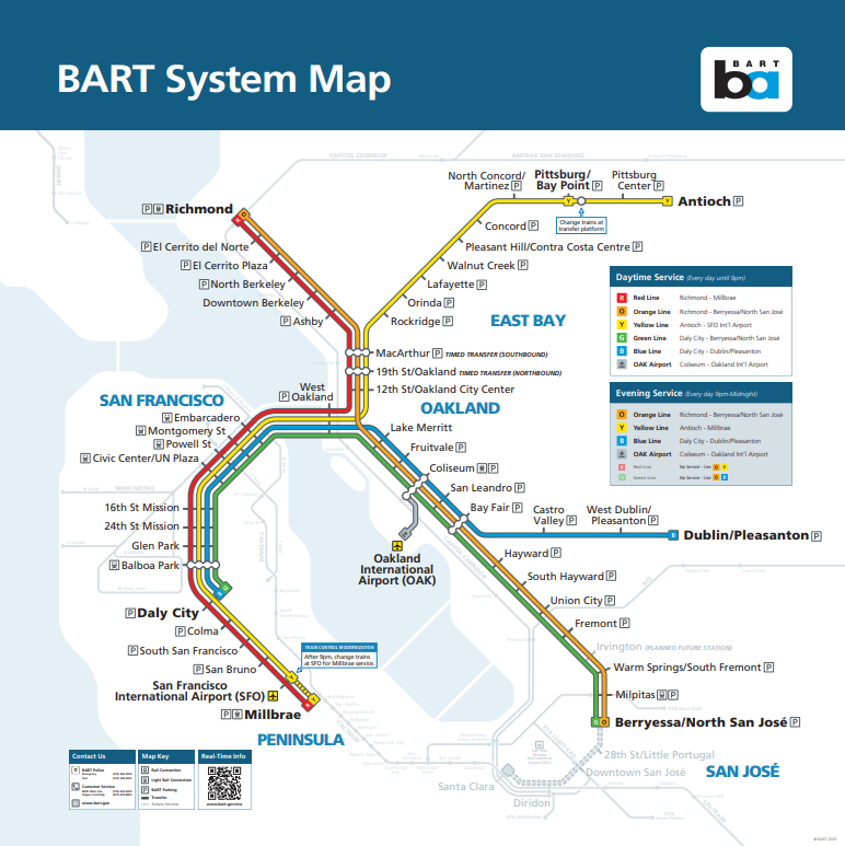BART System Map Poster (24x24)