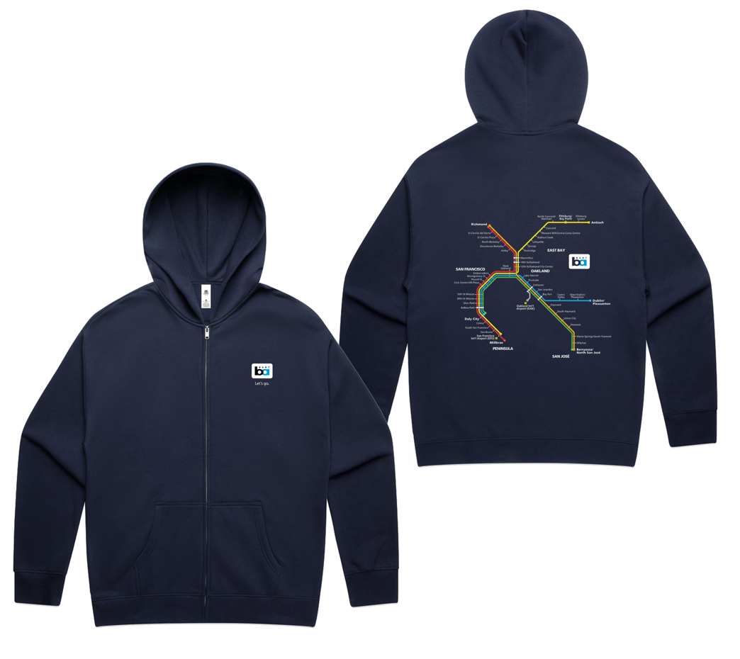 *NEW* BART System Map ZIP UP  Hoodie