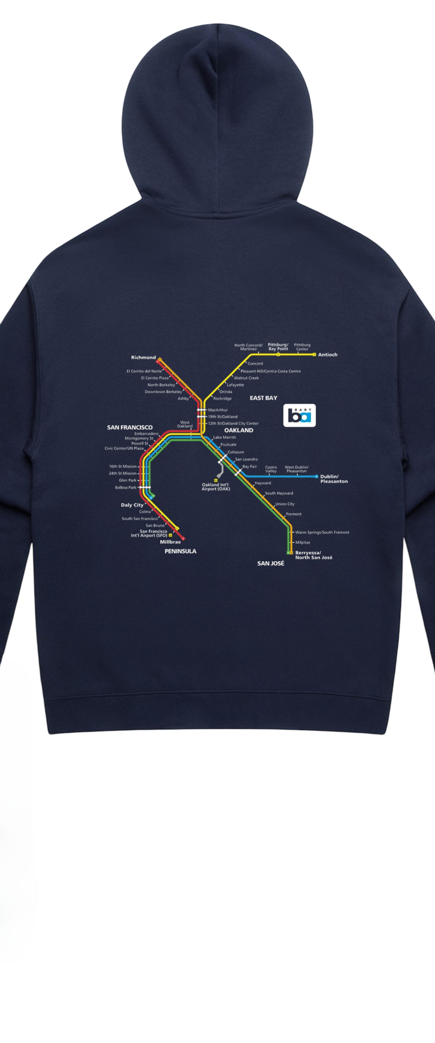 *NEW* BART System Map ZIP UP  Hoodie