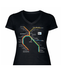 BART System Map Ladies V-Neck T-Shirt