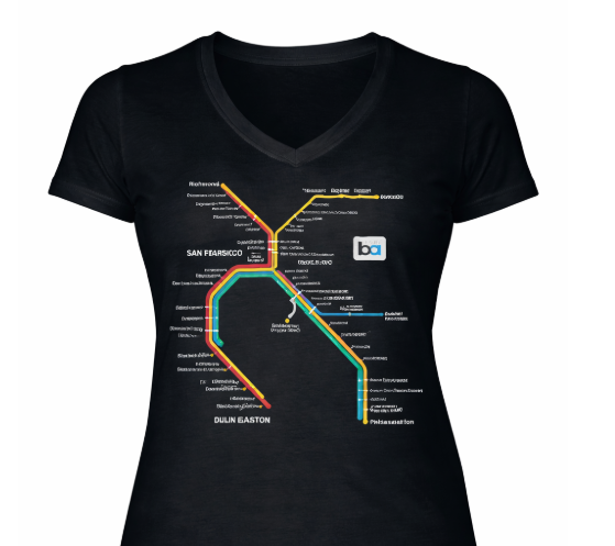 BART System Map Ladies V-Neck T-Shirt