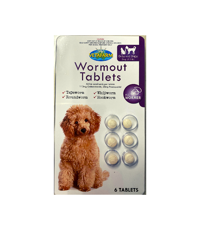 VetaFarms WormOut Tablets for Cat/Dog 6 pk.