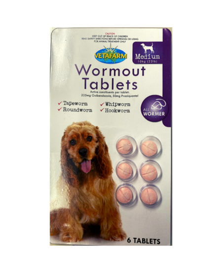 VetaFarms WormOut for Dogs Medium 6pk.