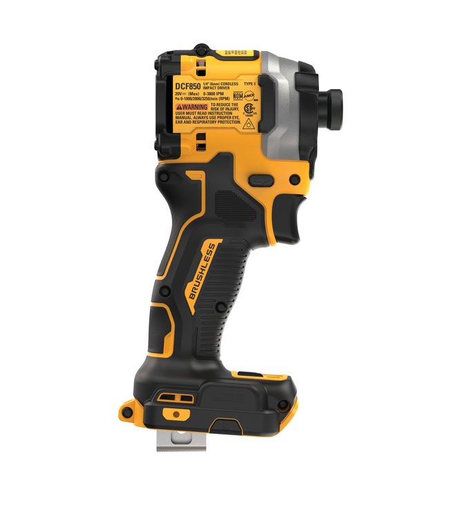 DEWALT Visseuse à percussion 1/4 po sans balai sans fil trois vitesses Atomic 20 V MAX* DCF850B