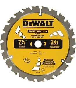 DEWALT DW3178 Series 20™ Construction 7-1/4" 24T Thin Kerf Framing Blade