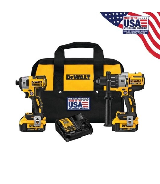 DEWALT Ensemble de perceuse et visseuse à percussion sans balai sans fil XR® 20 V MAX* DCK299M2