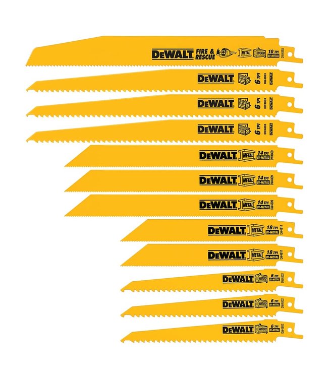 DEWALT Lames de scie alternative DeWalt, ensemble de 12 pièces, bimétal, démolition   DW4892