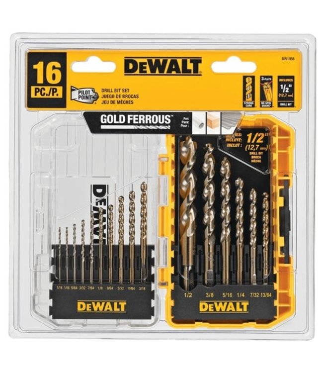 DEWALT Ensemble de 16 forets PILOT POINTMD DW1956