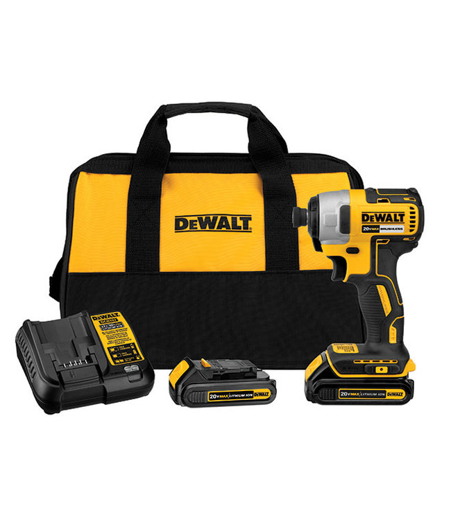 DEWALT Trousse de visseuse à percussion XR(R) de 1/4 po à trois vitesses 20 V MAX* (2,0 Ah) DCF887D2