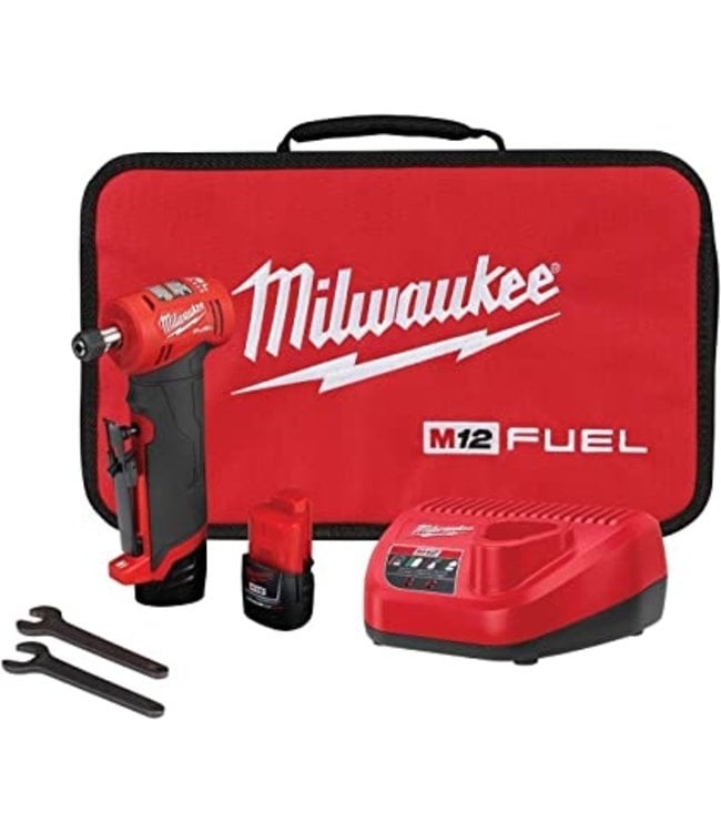 MILWAUKEE Kit de meule à rectifier les matrices à angle droit de 1/4 po M12 FUEL avec 2 batteries 2485-22