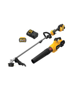 DEWALT Ensemble taille-bordures sans balai avec raccord à accessoires de 17 po et souffleur 60 V MAX* DCKO266X1