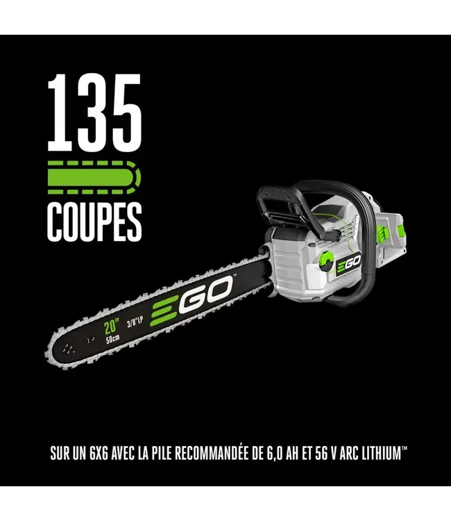 EGO CS2005 SCIE A CHAÎNES 20'' (BATT. G3 6AH ET CHARG. RÉGULIER)