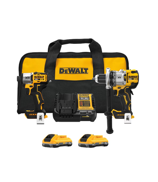 DEWALT DCK2101QQ2 Trousse combo perceuse-visseuse + visseuse à percussion 3 vitesses 20 V MAX* XR batteries XR POWERPACK