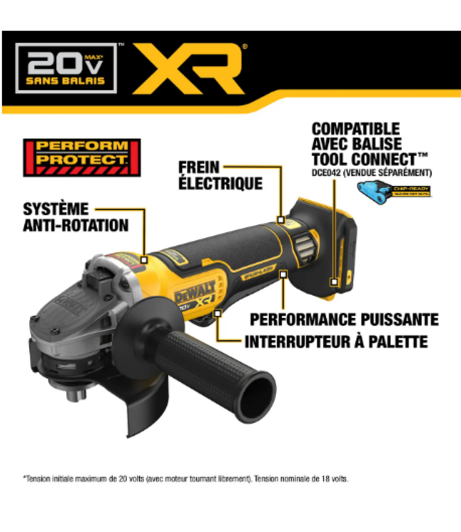 DEWALT DCG410B 20V MAX XR 4.5-5 ANGLE GRINDER