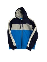 LACOSTE LACOSTE SPORTS HOODIE WITH NAVY, GREY AND BLUE STRIPS