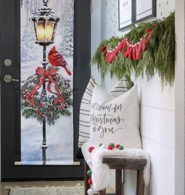 Wreath w/ Cardinal LED Door Hanger