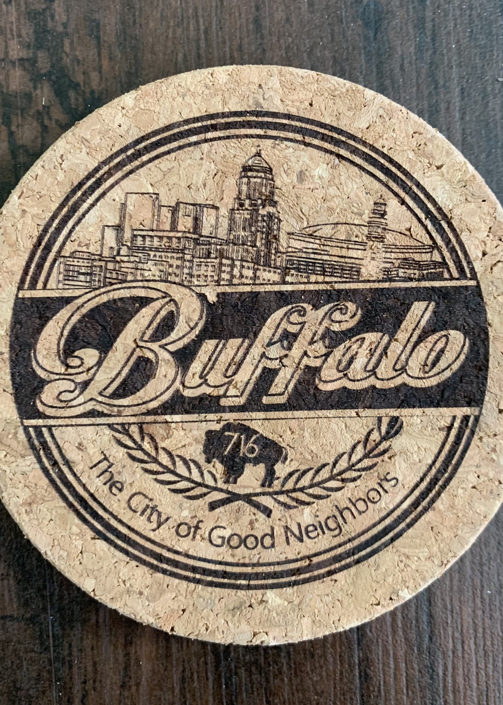 BUFFALO THE CITY OF GOOD NEIGHBORS CORK COASTER