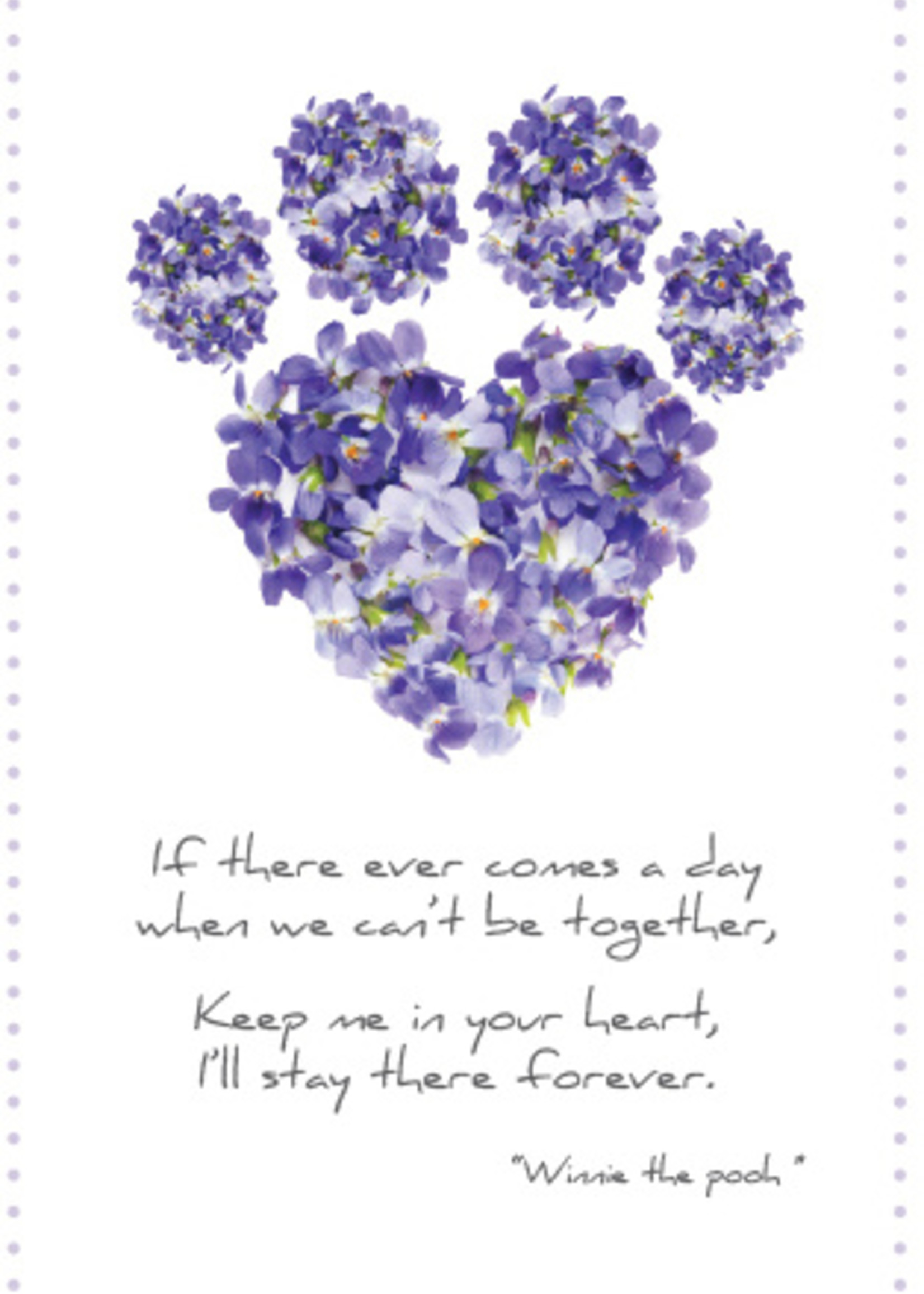 Purple Pawprint Dog Sympathy Greeting Card