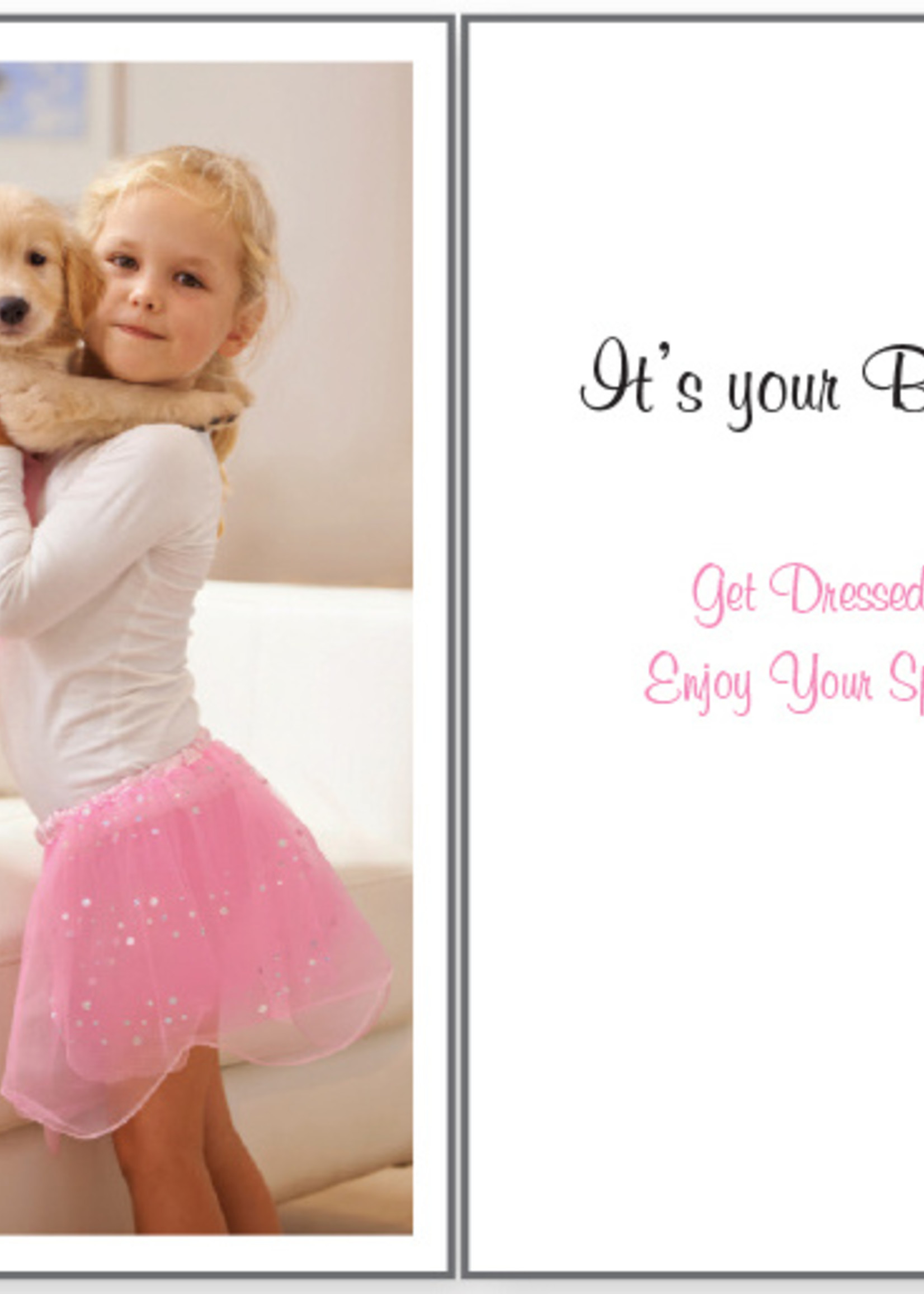 Ballerina Golden Retriever Birthday Card