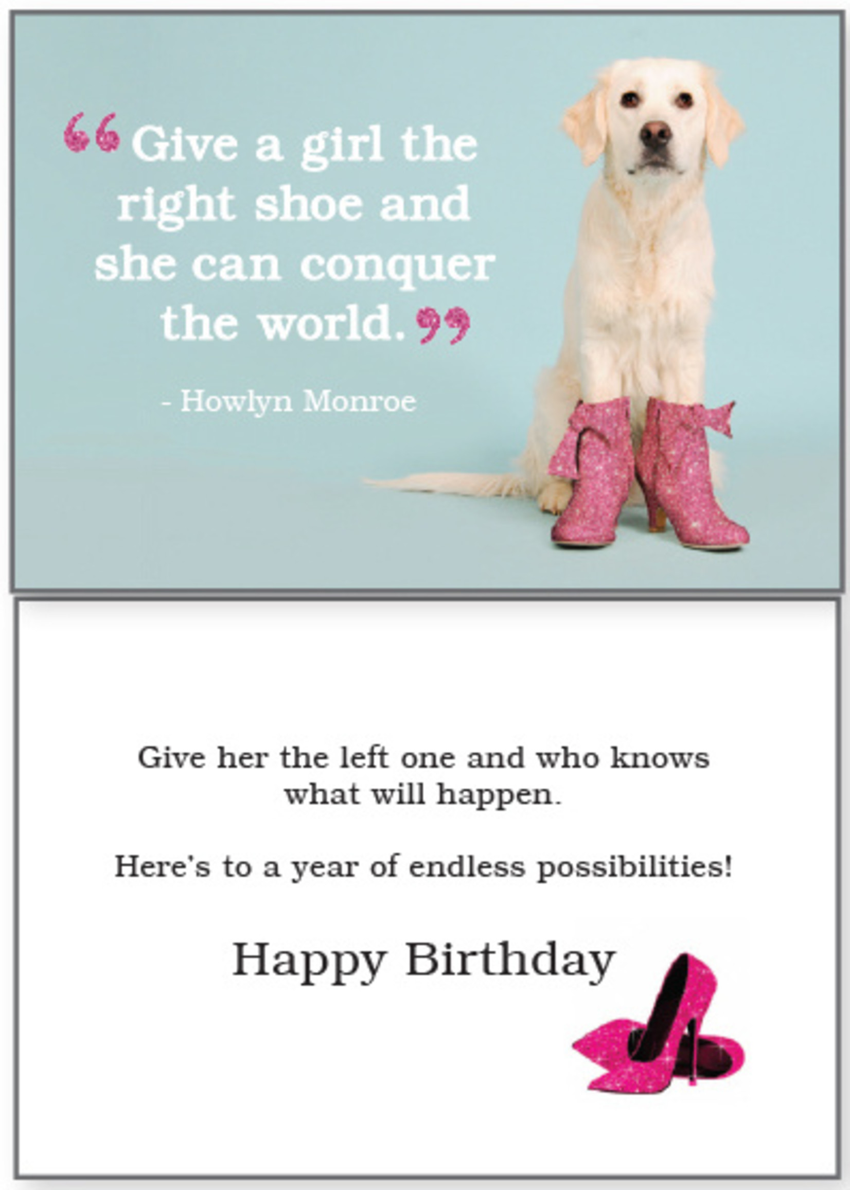 Pink Boots on Dog Birthday Card