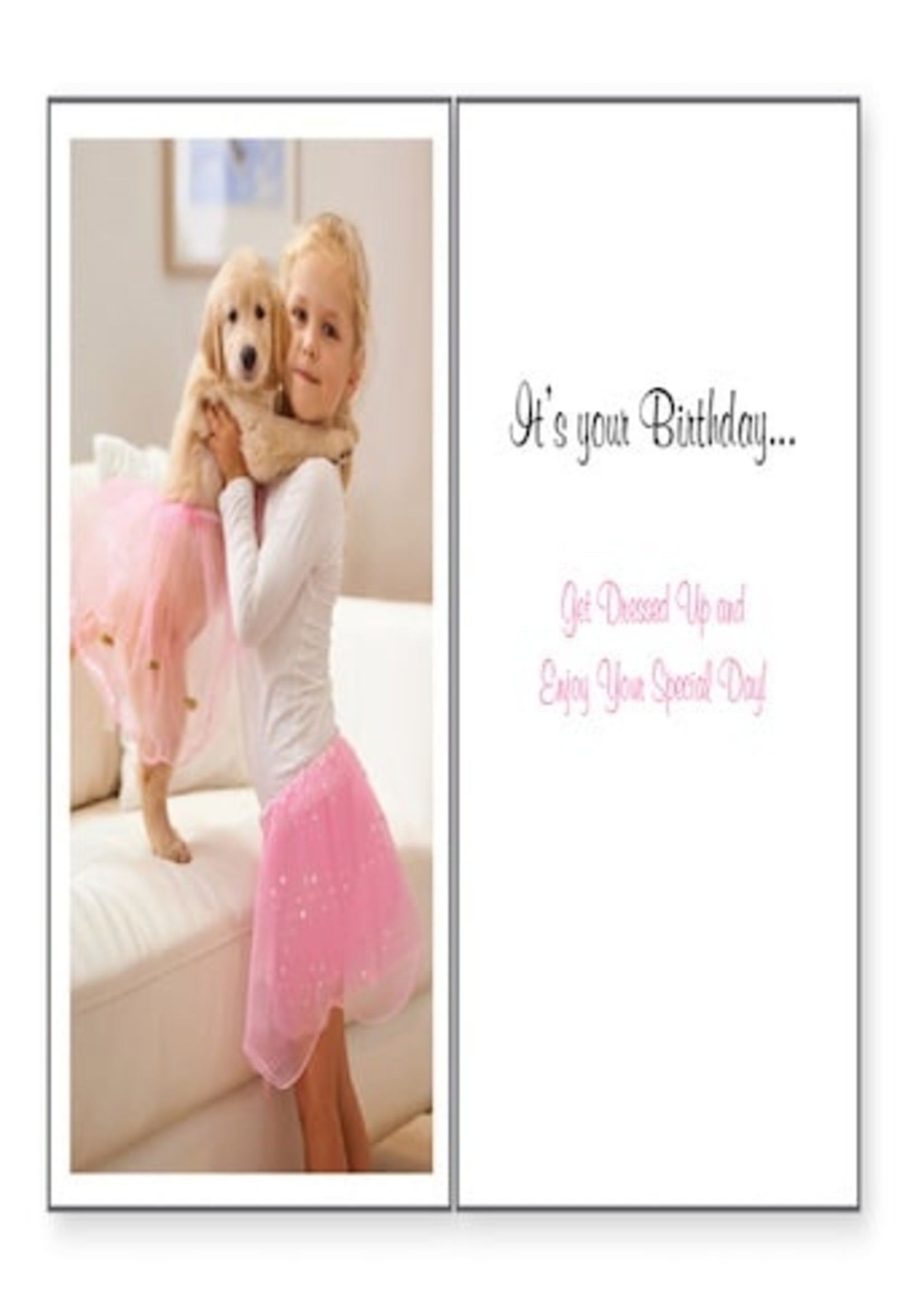 Ballerina Golden Retriever Birthday Card