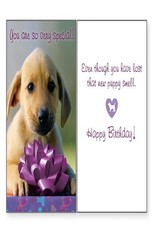 Purple Bow with Dog Birthday Card
