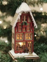 OLD WORLD CHRISTMAS GINGER COTTAGE TANNENBAUM'S TOBAGGAN CO ORNAMENT