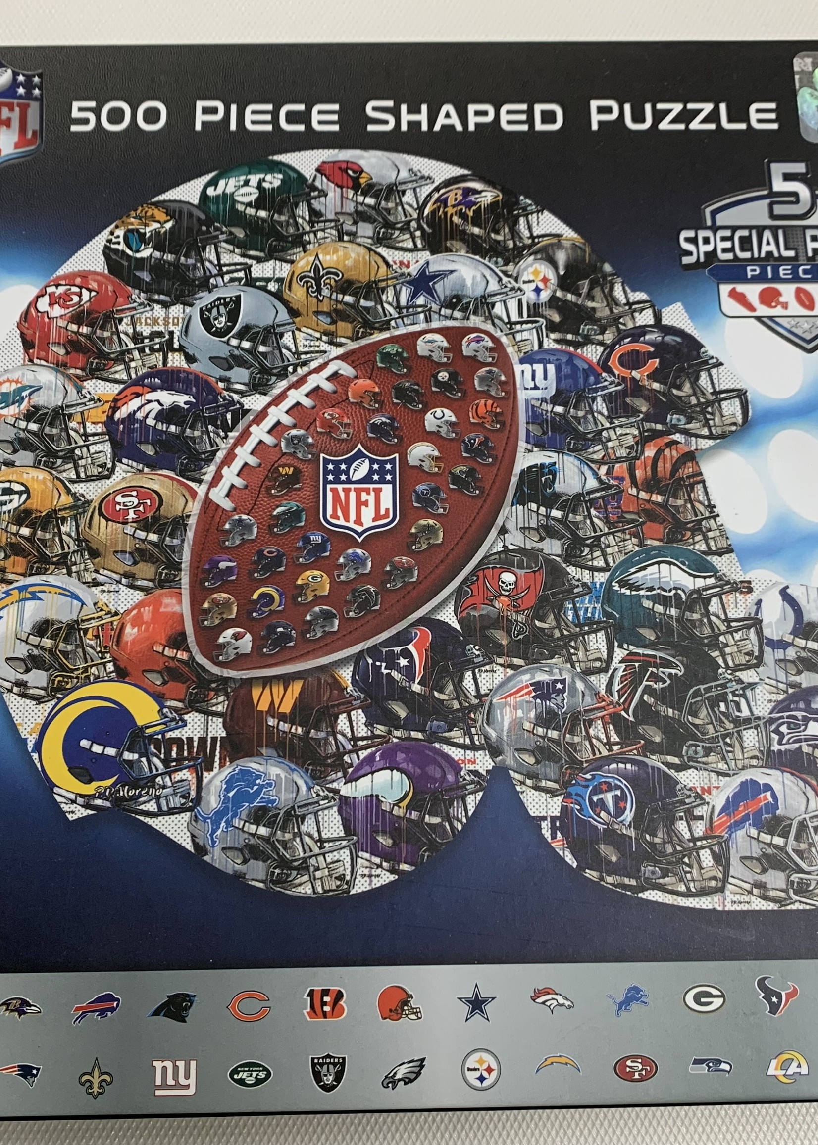 500 pc NFL HELMETS SHAPED DRIP ART PUZZLE