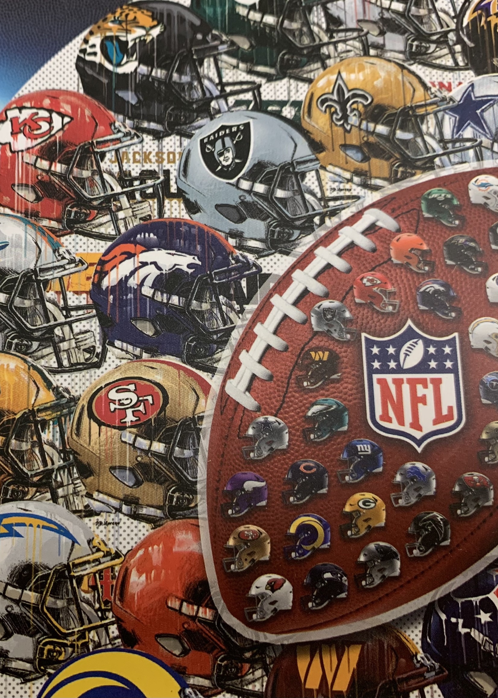 500 pc NFL HELMETS SHAPED DRIP ART PUZZLE