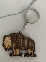 BUFFALO PROUD DUAL LEVEL WOOD KEYCHAIN