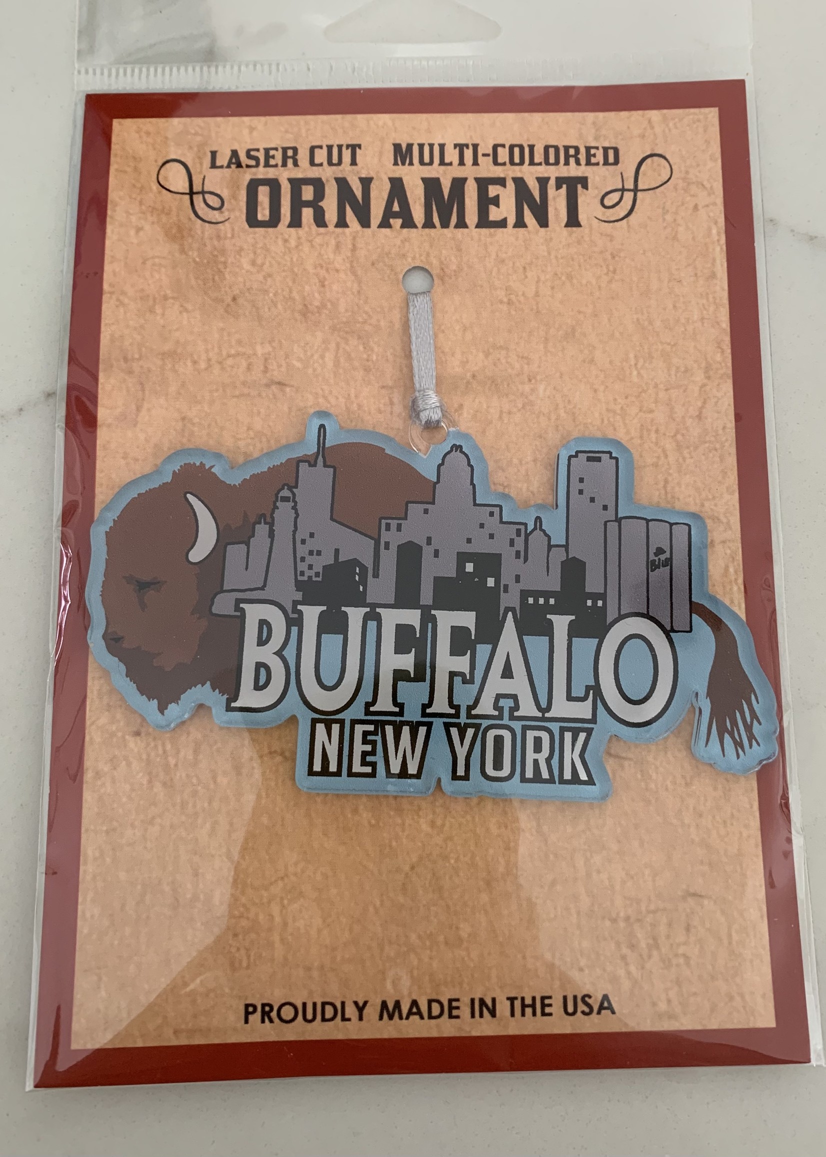 BUFFALO BEHIND SKYLINE ACRYLIC ORNAMENT