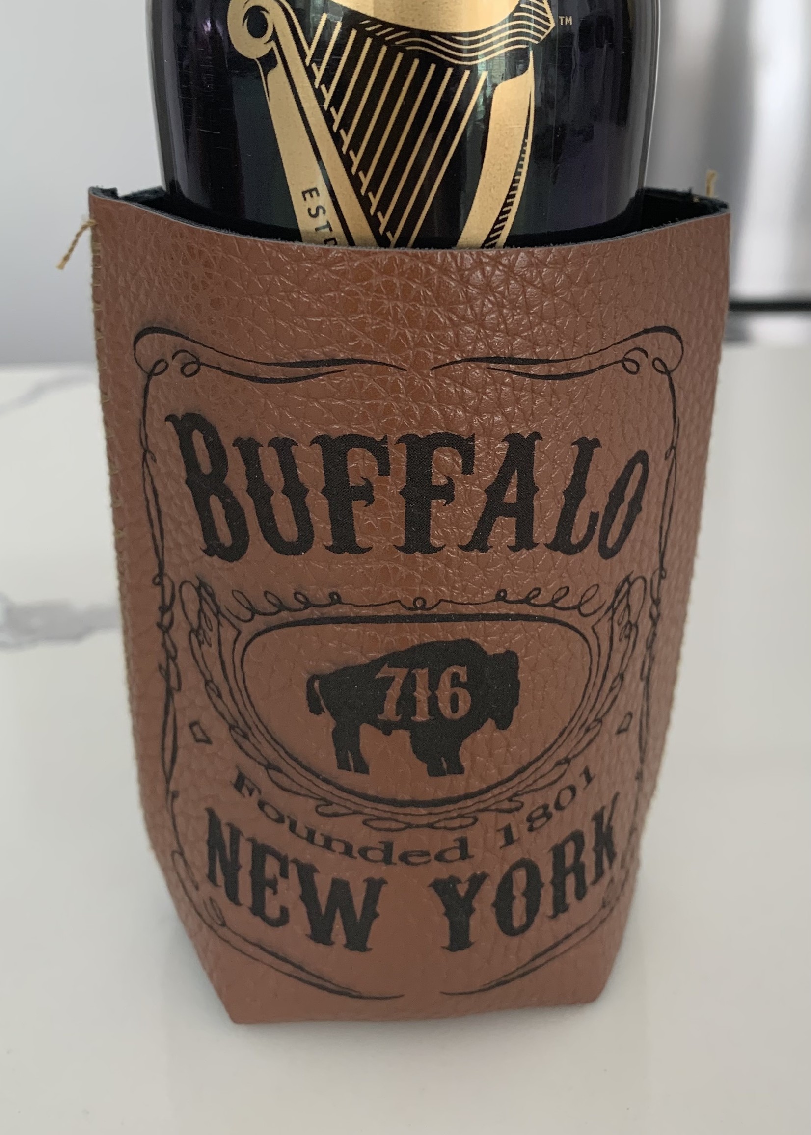 LEATHER BUFFALO KOOZIE BROWN