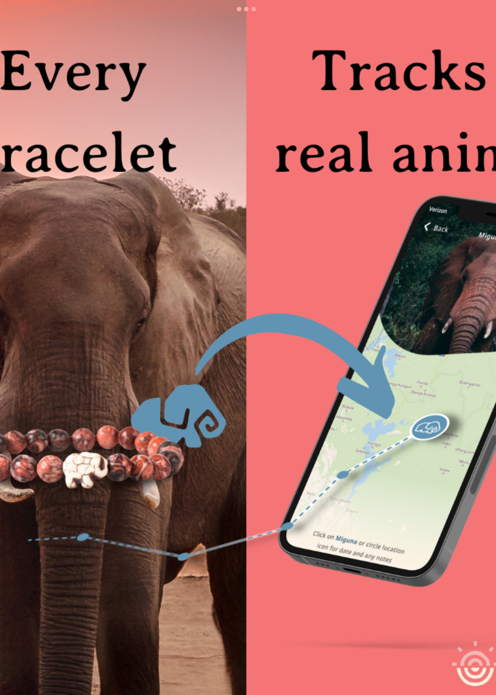 FAHLO EXPEDITION BRACELET-ELEPHANT-KENYA ORCHID PINK