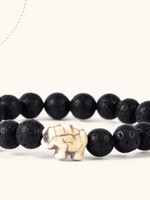 FAHLO EXPEDITION BRACELET-ELEPHANT-LAVA STONE