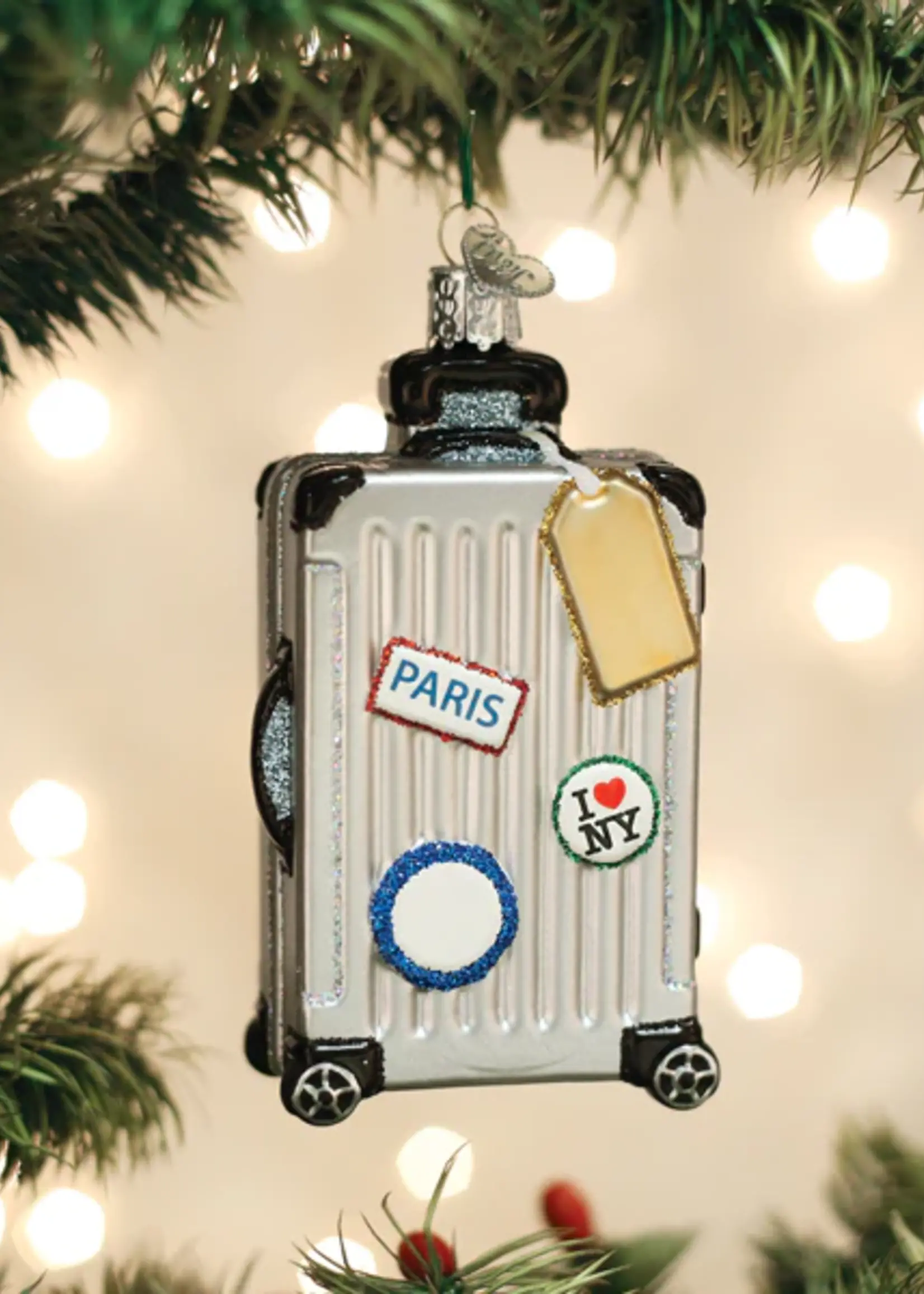 OLD WORLD CHRISTMAS ROLLING SUITCASE ORNAMENT