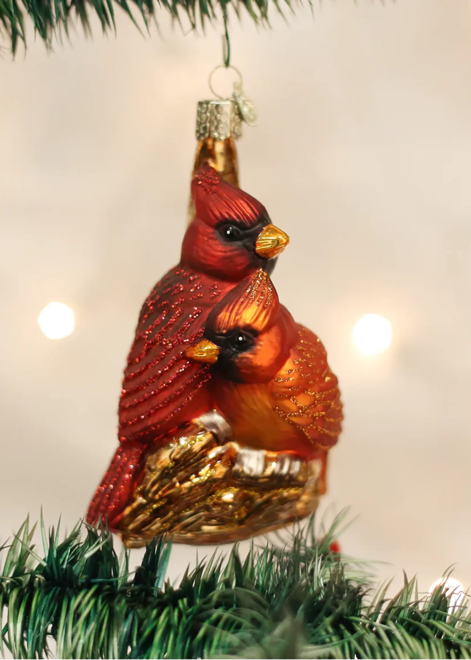 OLD WORLD CHRISTMAS PAIR OF CARDINALS ORNAMENT