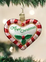 OWC Our First Christmas Candy Cane Heart Ornament