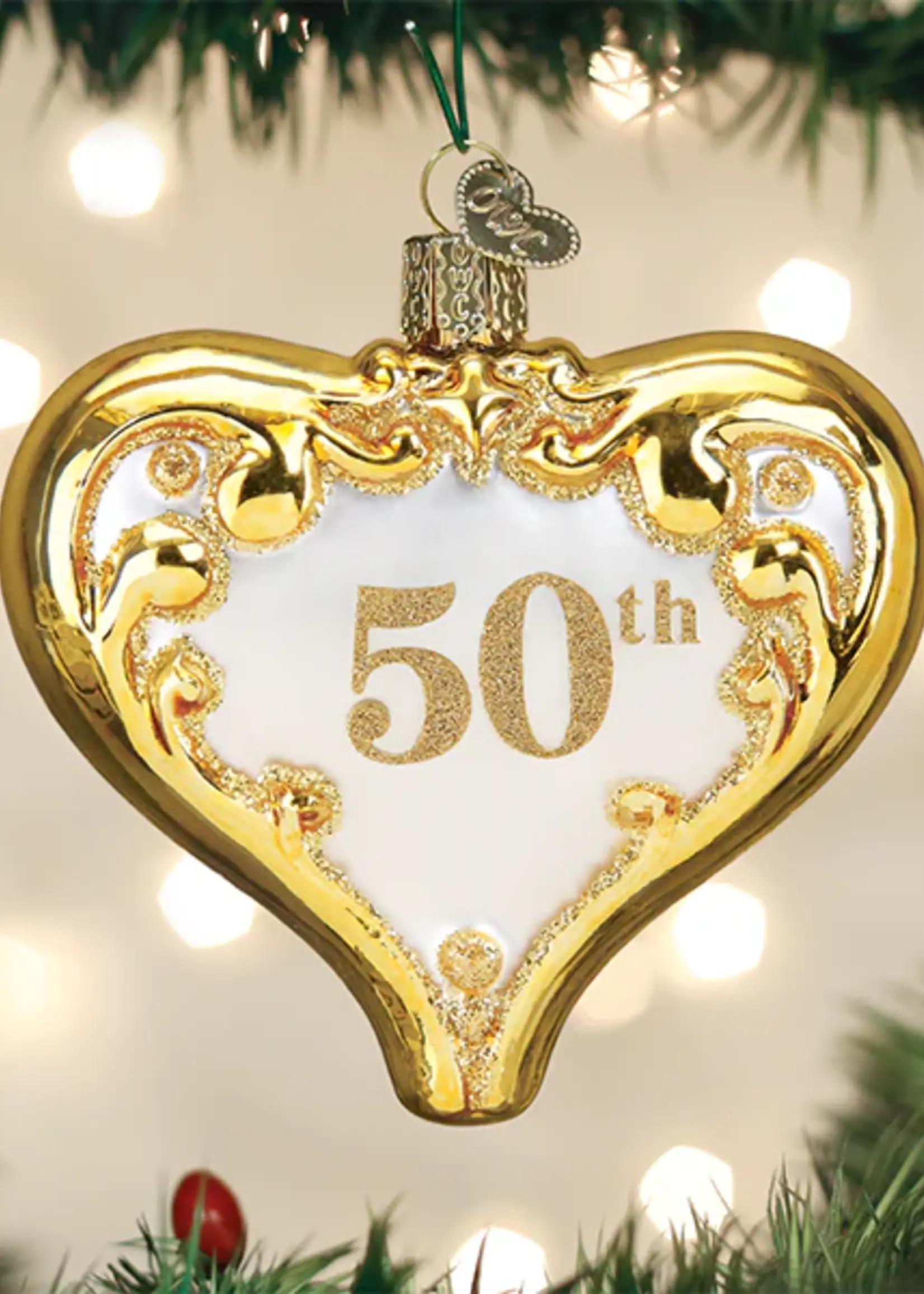OLD WORLD CHRISTMAS 50TH ANNIVERSARY HEART ORNAMENT