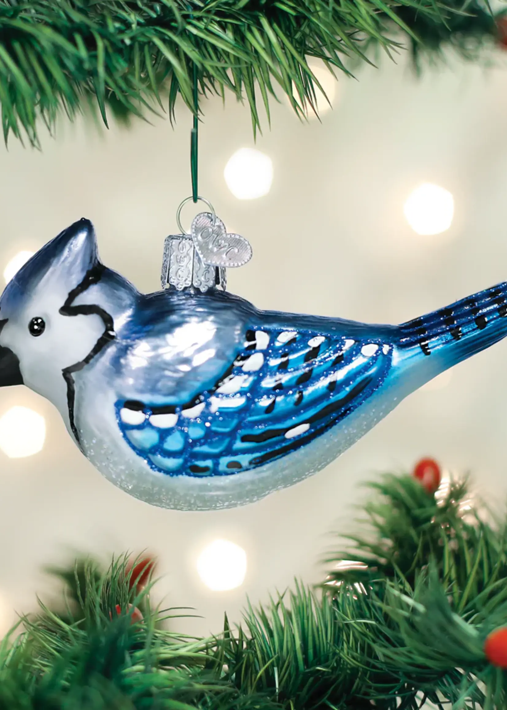 OLD WORLD CHRISTMAS BRIGHT BLUE JAY ORNAMENT