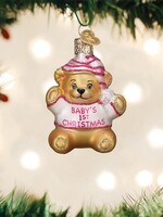 OWC Baby Girl's First Christmas Bear Ornament