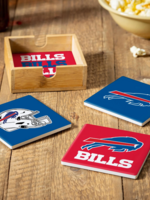 BUFFALO BILLS CERAMIC COASTER SET W/ CADDY