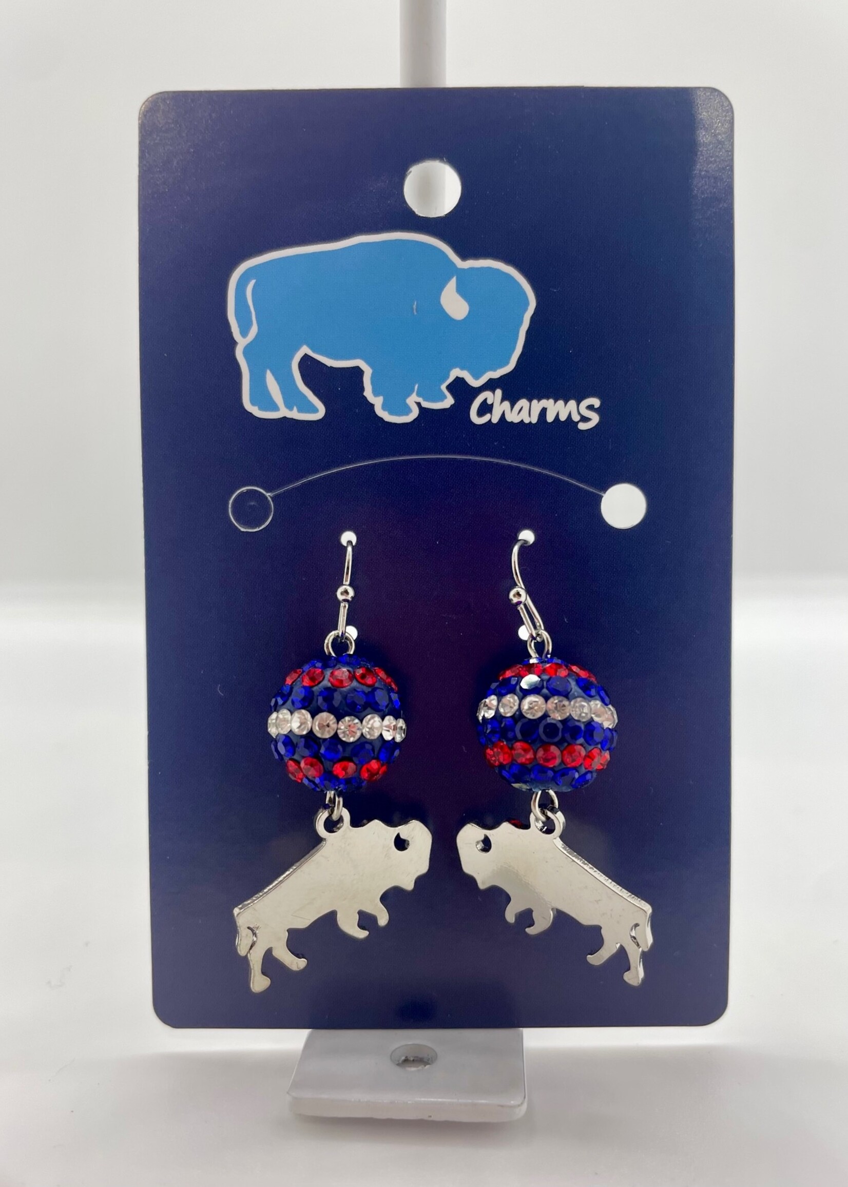 BUFFALO BILLS GLITTER BALL EARRINGS