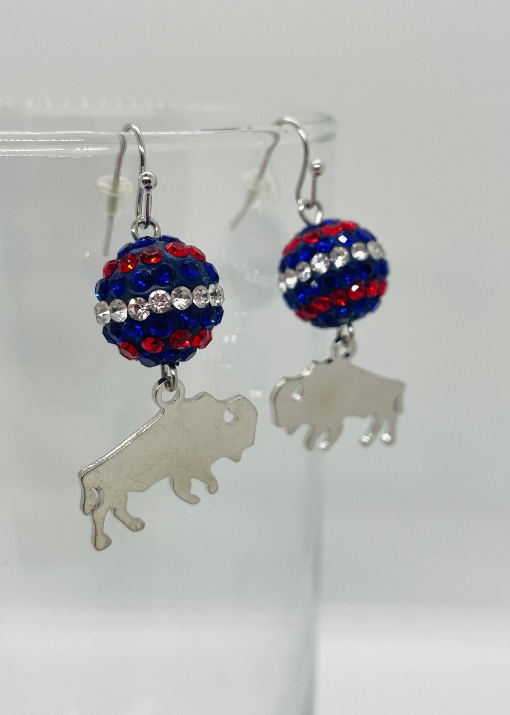 BUFFALO BILLS GLITTER BALL EARRINGS