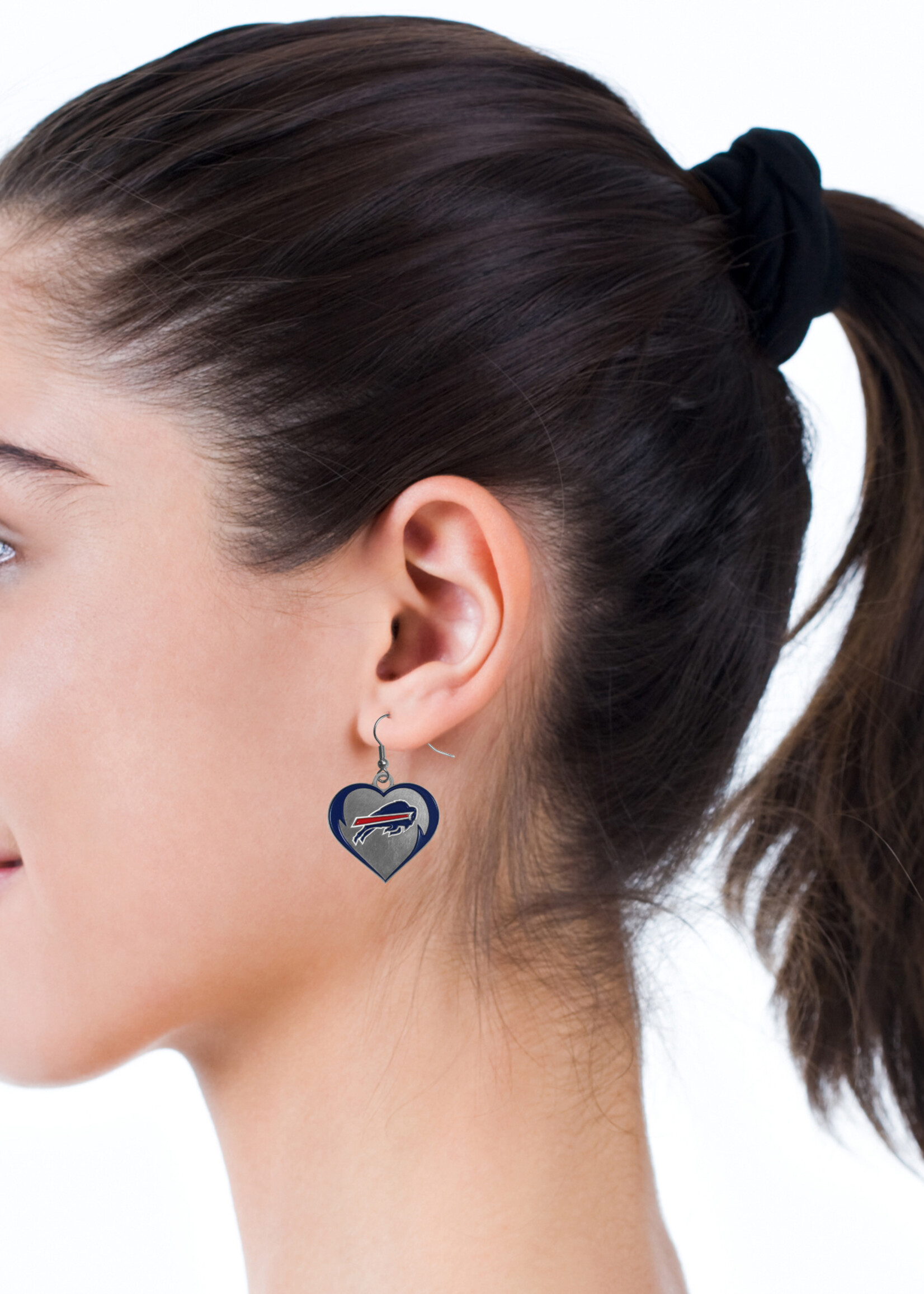 BUFFALO BILLS DANGLE HEART EARRINGS