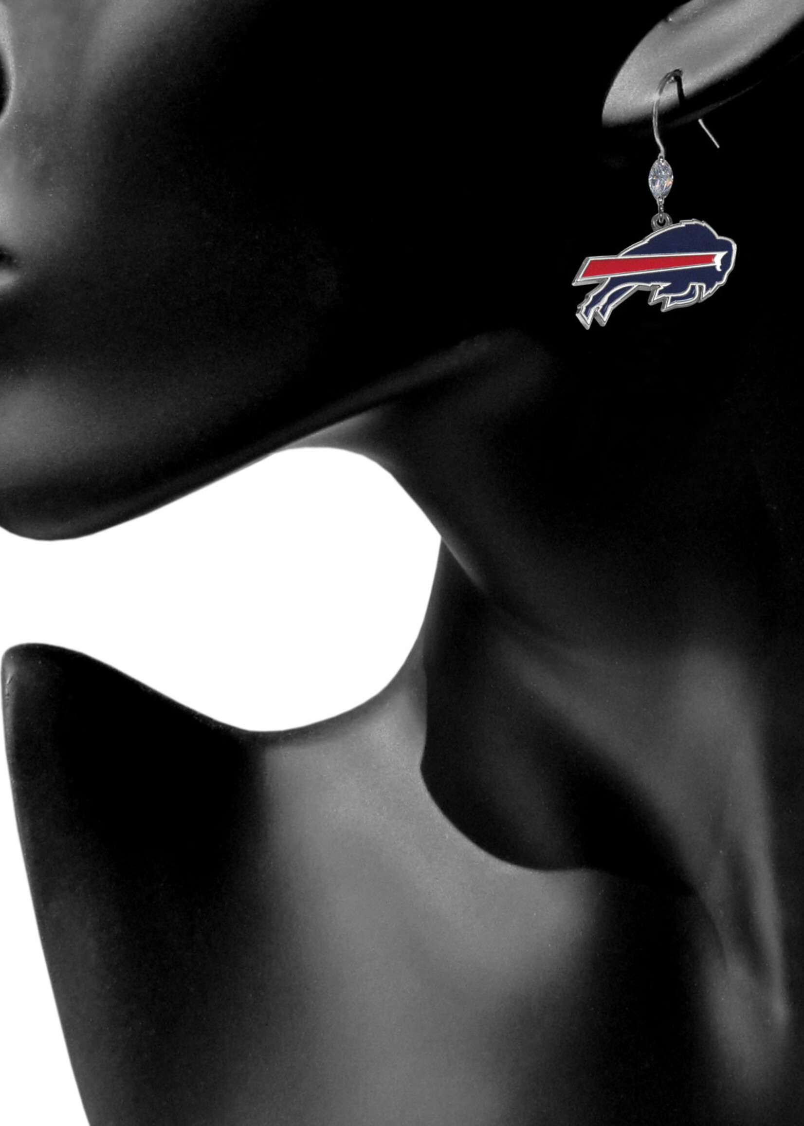 BUFFALO BILLS CRYSTAL DANGLE EARRINGS