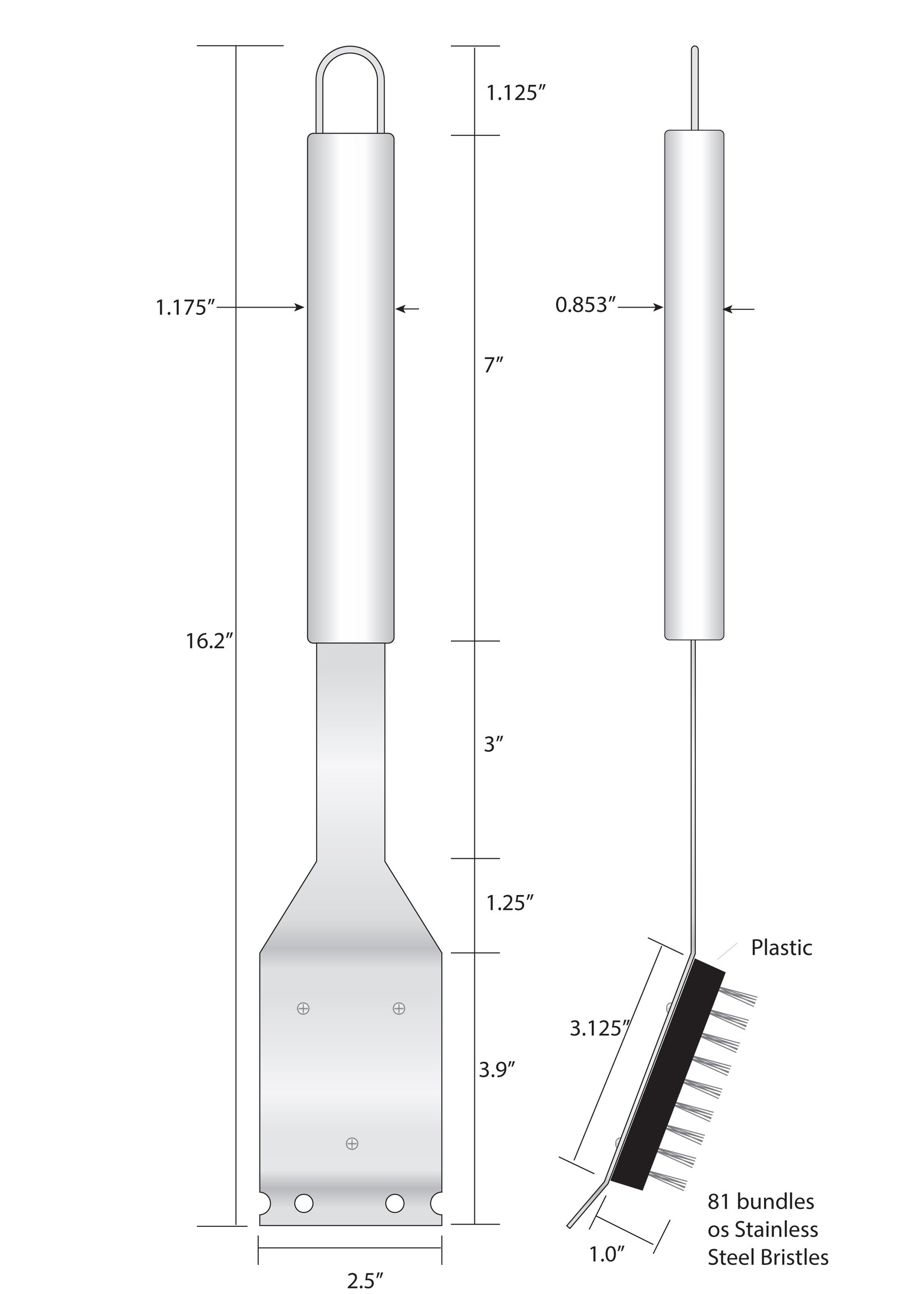 BUFFALO BILLS STAINLESS STEEL GRILL BRUSH