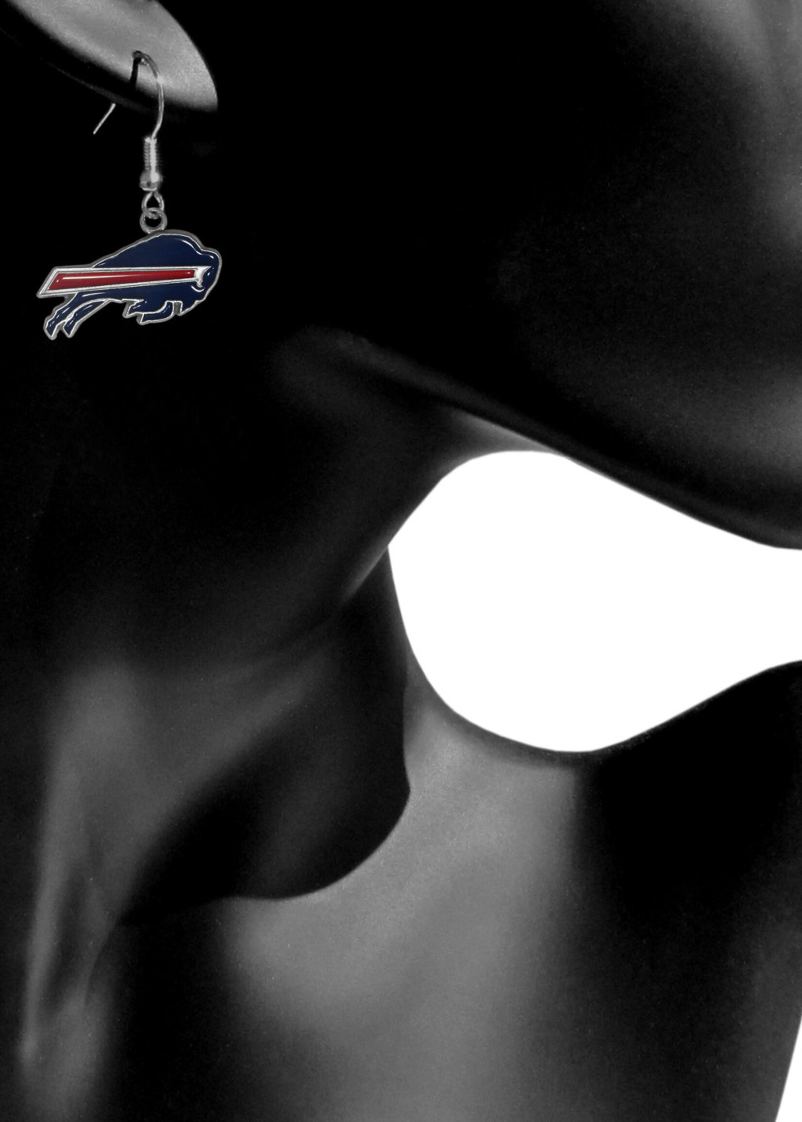 BUFFALO BILLS DANGLE LOGO EARRINGS
